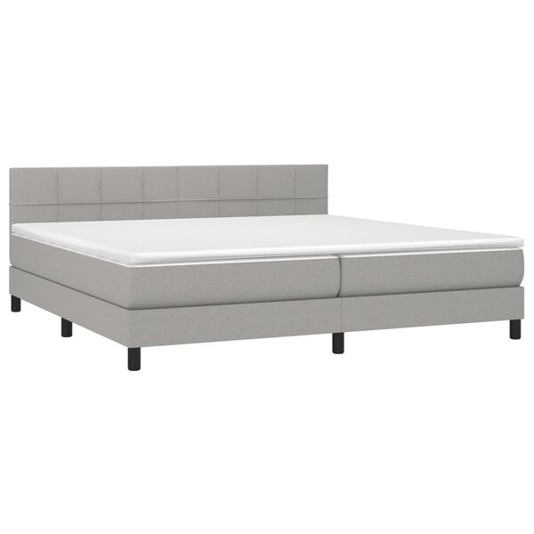 vidaXL Sommier &agrave; lattes de lit avec matelas Gris clair 200x200cm Tissu