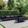vidaXL Salon de jardin 8 pcs avec coussins Résine tressée Gris foncé