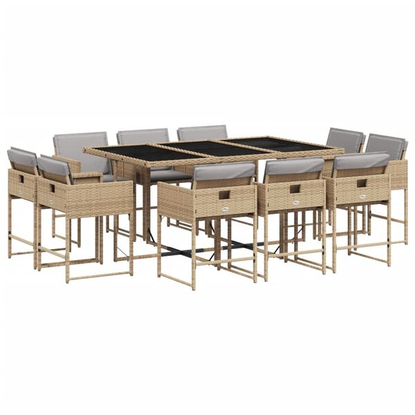 vidaXL Ensemble &agrave; manger de jardin et coussins 11 pcs m&eacute;lange beige