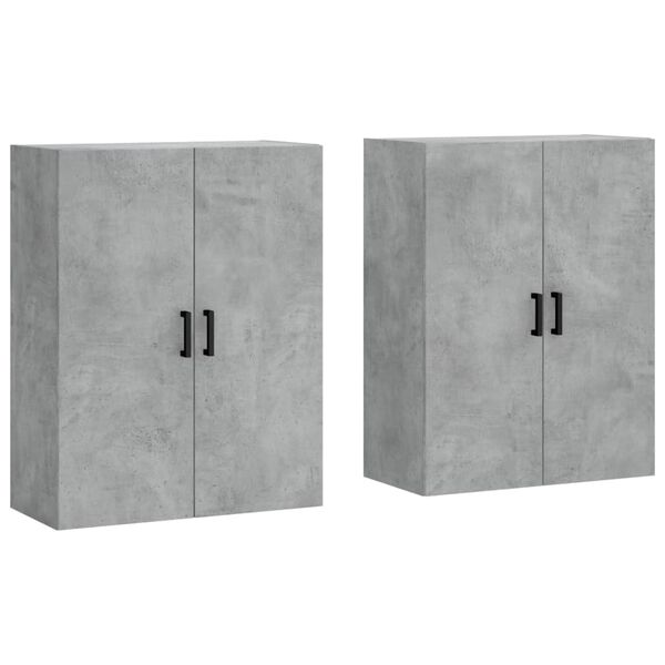 vidaXL Armoires murales 2 pcs gris béton 69,5x34x90 cm
