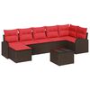 vidaXL Ensemble de Canap&eacute;s 8 pc Marron et rouge polyrotin