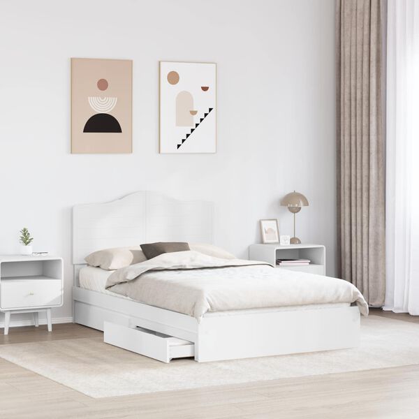 vidaXL Lit de Rangement Blanc 135 x 190 cm Bois d'ing&eacute;nierie