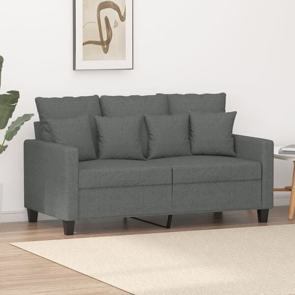 vidaXL Canap&eacute; &agrave; 2 places Gris fonc&eacute; 120 cm Tissu