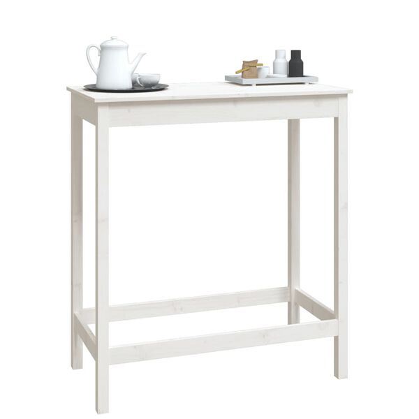 vidaXL Table de bar blanc 100x50x110 cm bois massif de pin