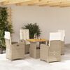 vidaXL Ensemble &agrave; manger de jardin avec coussins 5pcs Beige poly rotin