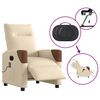 vidaXL Fauteuil inclinable de massage &eacute;lectrique cr&egrave;me tissu
