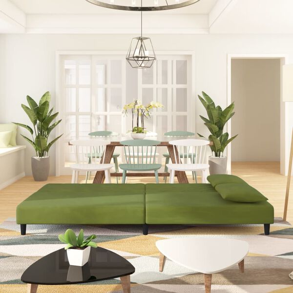 vidaXL Canap&eacute;-lit &agrave; 2 places avec deux oreillers Vert clair Velours
