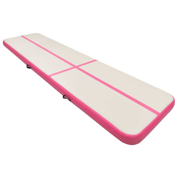 vidaXL Tapis gonflable de gymnastique avec pompe 600x100x15cm PVC Rose