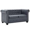 vidaXL Ensemble de canap&eacute;s Chesterfield Faux cuir Su&egrave;de Gris