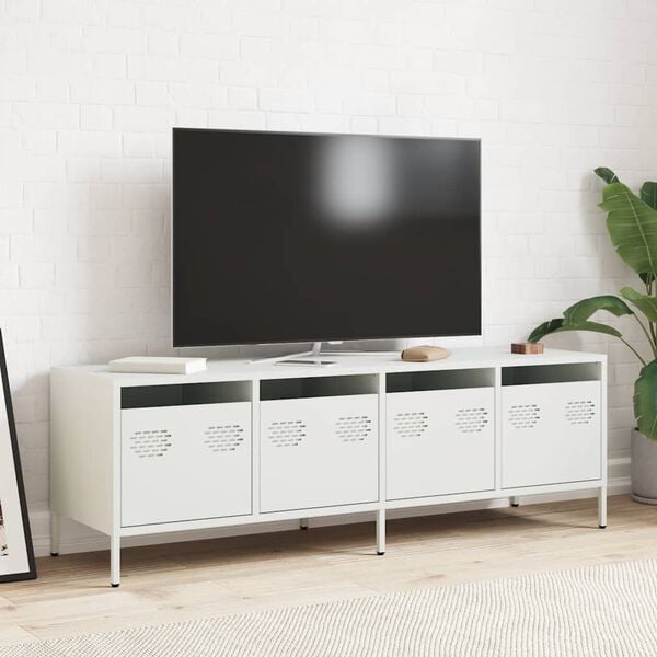 vidaXL Meuble TV blanc 135x39x43,5 cm acier laminé à froid
