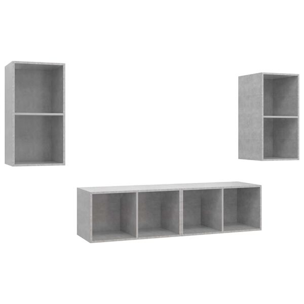 vidaXL Meubles TV muraux 4 pcs Gris béton Bois d'ingénierie