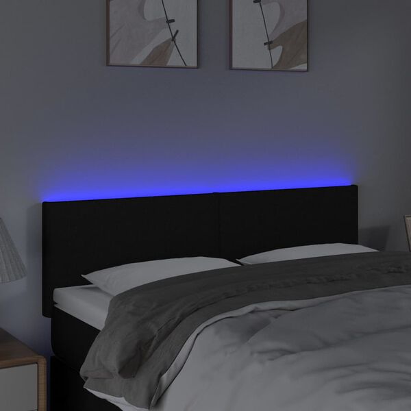 vidaXL T&ecirc;te de lit &agrave; LED Noir 144x5x78/88 cm Tissu