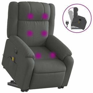 vidaXL Fauteuil de massage inclinable Gris fonc&eacute; Tissu