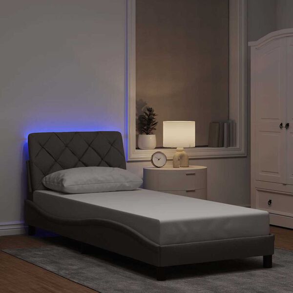 vidaXL Cadre de lit avec LED sans matelas taupe 90x200 cm tissu