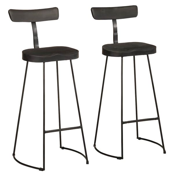 vidaXL Tabourets de bar lot de 2 noir 49x43x103cm bois manguier massif
