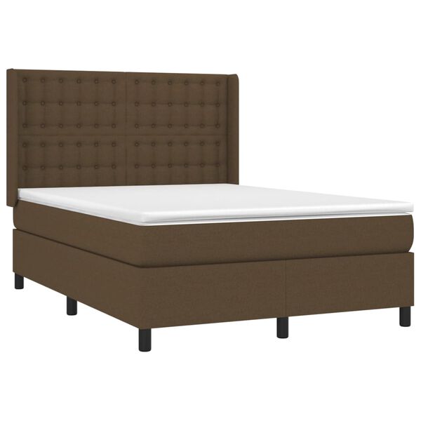 vidaXL Sommier &agrave; lattes de lit avec matelas Marron fonc&eacute; 140x190 cm
