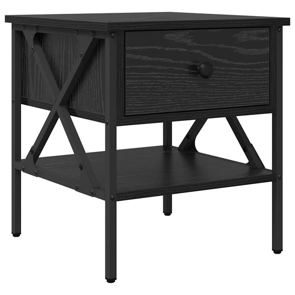 vidaXL Table de chevet avec tiroir Ch&ecirc;ne noir 40 x 42 x 45 cm