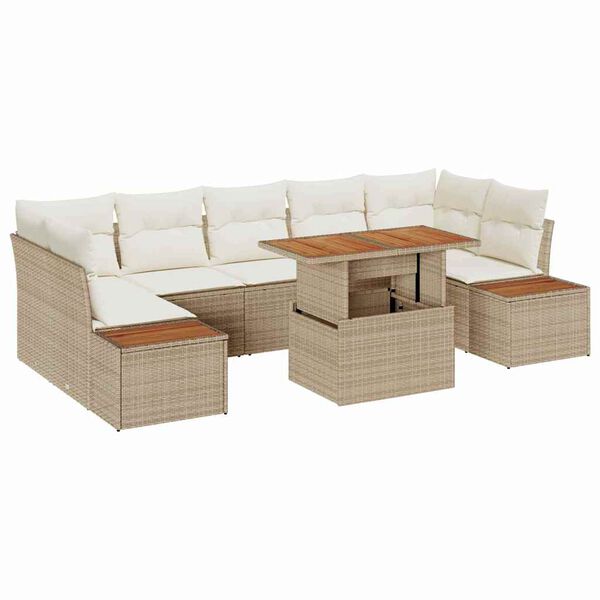 vidaXL Ensemble de canap&eacute; de jardin 8 pcs Beige Poly rotin