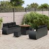 vidaXL Ensemble de canap&eacute; de jardin avec coussin 9 pcs Noir polyrotin