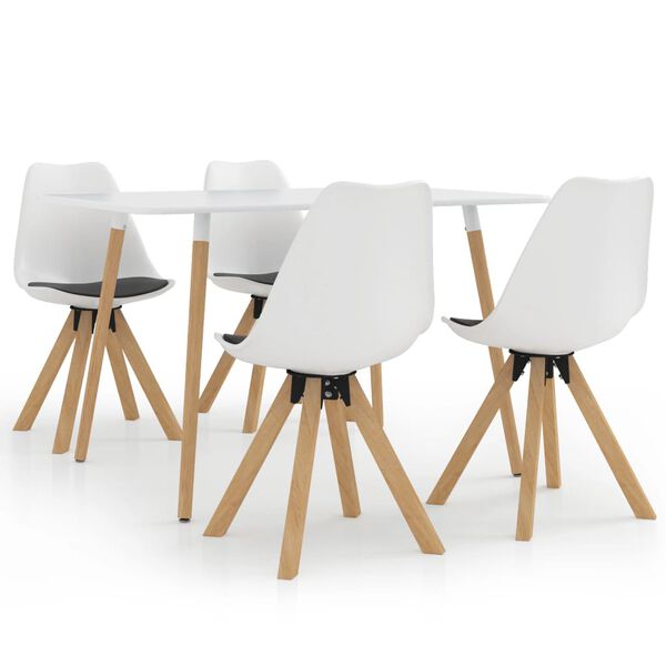 vidaXL Ensemble de salle &agrave; manger 5 pi&egrave;ces 120 x 60 cm Blanc et noir