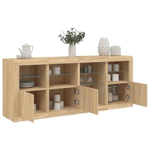 vidaXL Buffet avec lumières LED chêne sonoma 164x37x67 cm