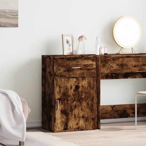 vidaXL Armoire de rangement chêne fumé 56,5x39x90 cm bois d'ingénierie