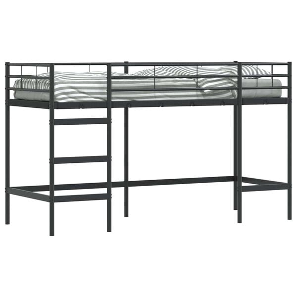 vidaXL Lit mezzanine pour enfants Noir 75 x 190 cm