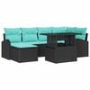 vidaXL Ensemble de canap&eacute; de jardin 7 pc Noir Poly rotin