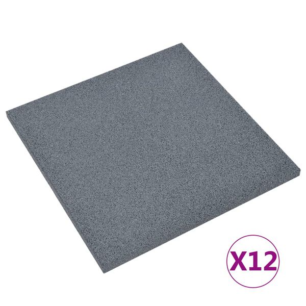 vidaXL Carreaux de protection antichoc 12pcs Caoutchouc 50x50x3cm Gris