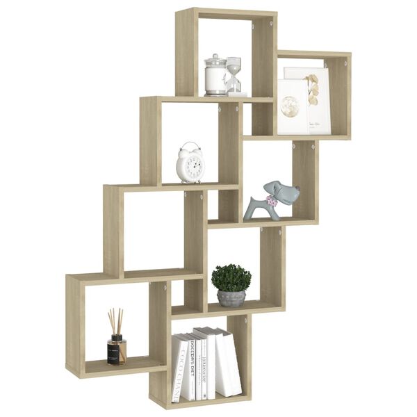 vidaXL Étagère murale cube Chêne sonoma 90x15x119 cm Bois d’ingénierie
