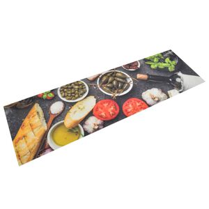 vidaXL Tapis de cuisine lavable impression vin d&icirc;ner 45x150 cm velours
