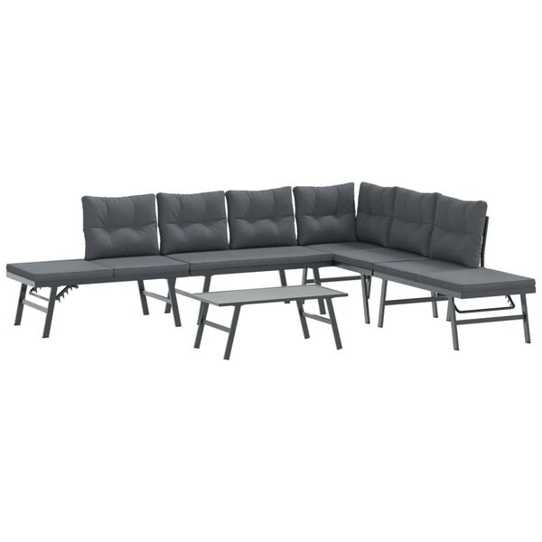 vidaXL Ensemble de bancs de jardin avec coussins 5 pcs noir