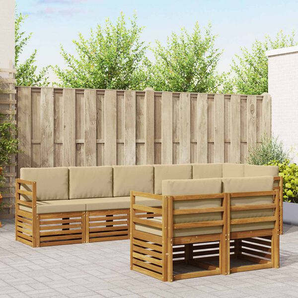 vidaXL Ensembles de canap&eacute;s avec coussin 8 pcs Naturel et Beige