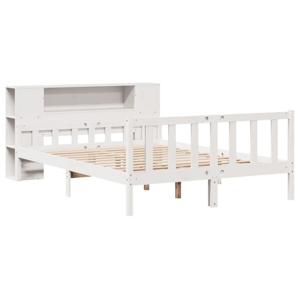 vidaXL Lit bibliothèque sans matelas blanc 150x200 cm bois pin massif