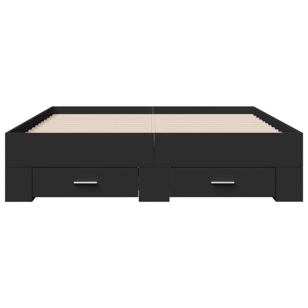 vidaXL Cadre de lit avec tiroirs sans matelas noir 140x190 cm
