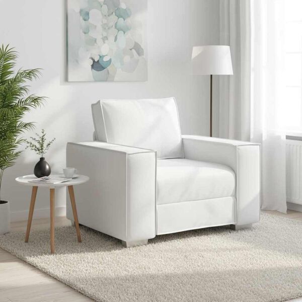 vidaXL Fauteuil Blanc 100 cm Simili cuir