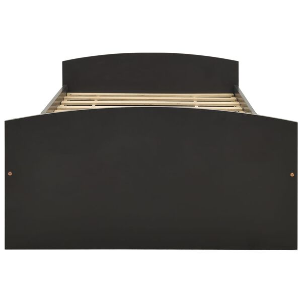 vidaXL Cadre de lit avec 2 tiroirs gris bois de pin massif 90x200 cm