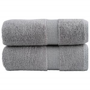 vidaXL Serviettes de toilette premium SOLUND 2 pi&egrave;ces Gris 30 x 30 cm 600 g/m&sup2;