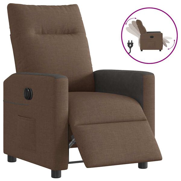 vidaXL Fauteuil inclinable &eacute;lectrique Marron Tissu