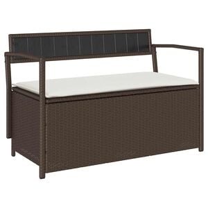 vidaXL Banc de rangement de jardin avec coussin marron r&eacute;sine tress&eacute;e