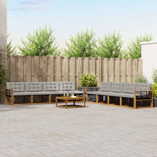 vidaXL Ensemble de canap&eacute;s d'ext&eacute;rieur 9 pcs Gris Naturel et Clair