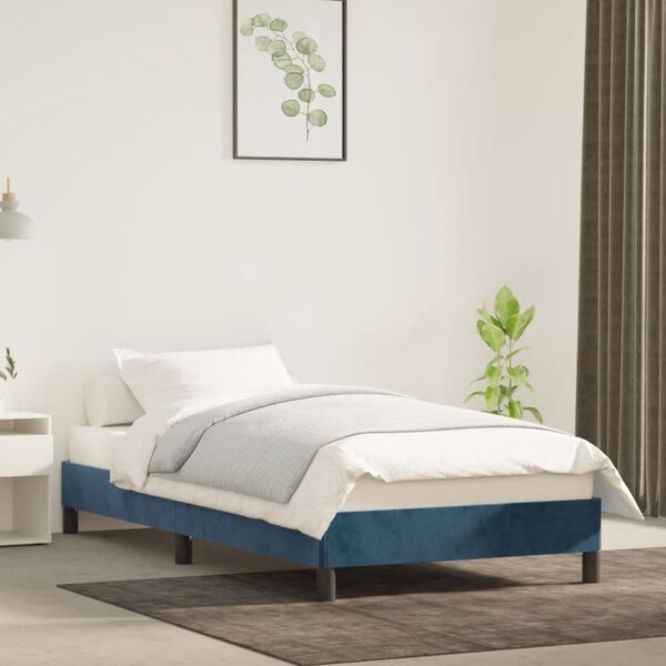 vidaXL Cadre de lit sans matelas bleu fonc&eacute; 90x190 cm velours
