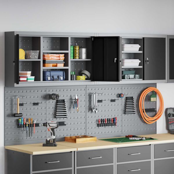 vidaXL Ensemble d'armoires &agrave; outils 6 pcs Noir Acier enduit de poudre