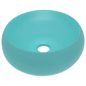 vidaXL Lavabo rond de luxe Vert clair mat 40x15 cm C&eacute;ramique