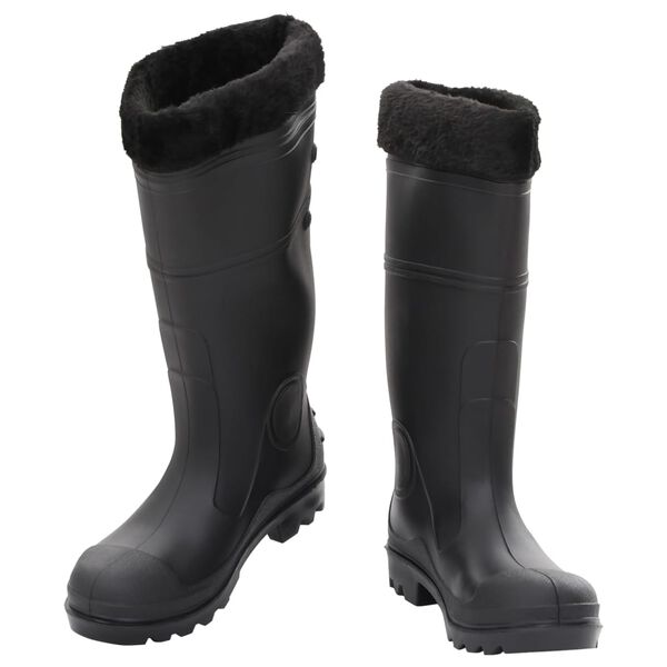 vidaXL Bottes de pluie avec chaussettes amovibles noir taille 40 PVC