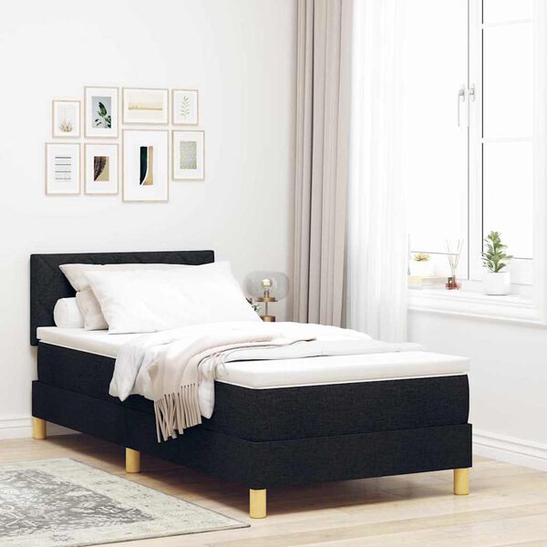 vidaXL Lit &agrave; ressorts avec matelas Noir 90 x 190 cm tissu