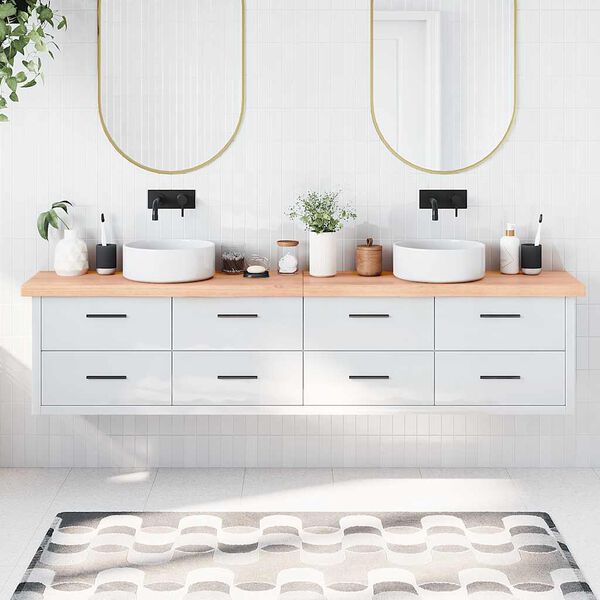 vidaXL Comptoir de salle de bain marron 220x40x(2-6) cm bois trait&eacute;