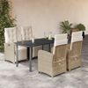 vidaXL Ensemble &agrave; manger de jardin avec coussins 5pcs Beige poly rotin