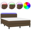 vidaXL Sommier &agrave; lattes de lit matelas et LED Marron fonc&eacute; 140x200 cm