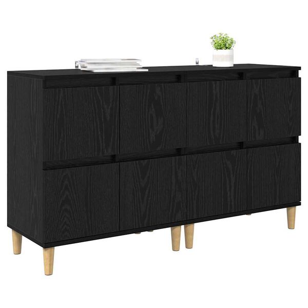 vidaXL Buffets 2 pcs Ch&ecirc;ne noir 60 x 35 x 70 cm Bois d'ing&eacute;nierie
